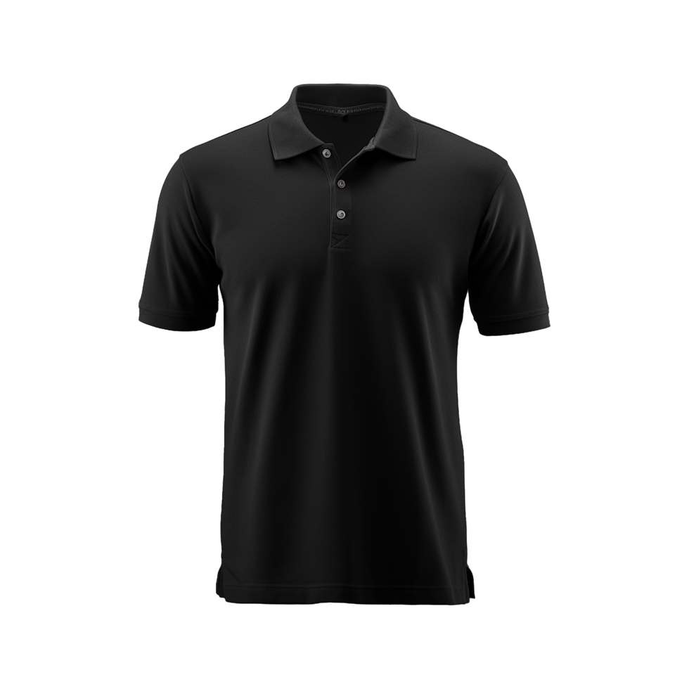 AI generated Short sleeves black polo t-shirt isolated on transparent background png