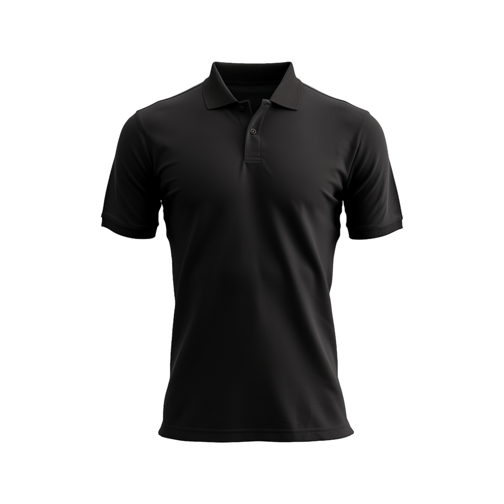 AI generated Short sleeves black polo t-shirt isolated on transparent background png