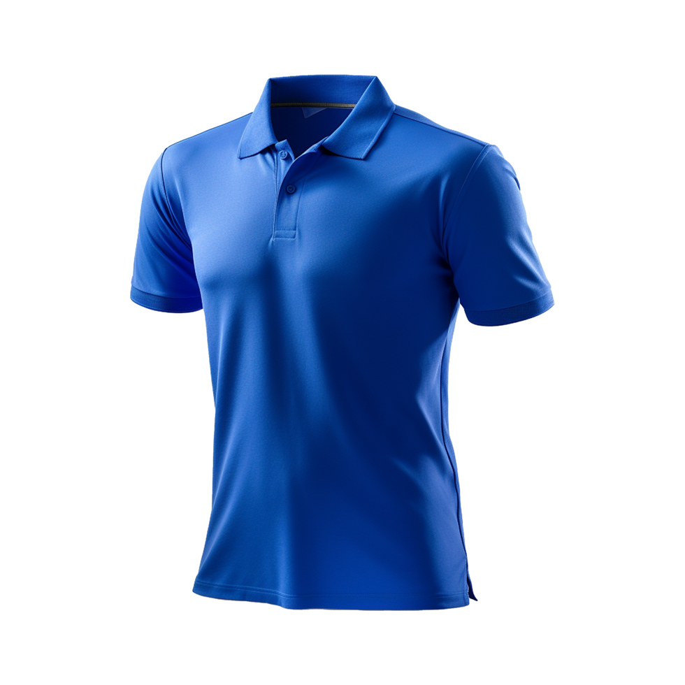 AI generated Short sleeves blue polo t-shirt isolated on transparent background png