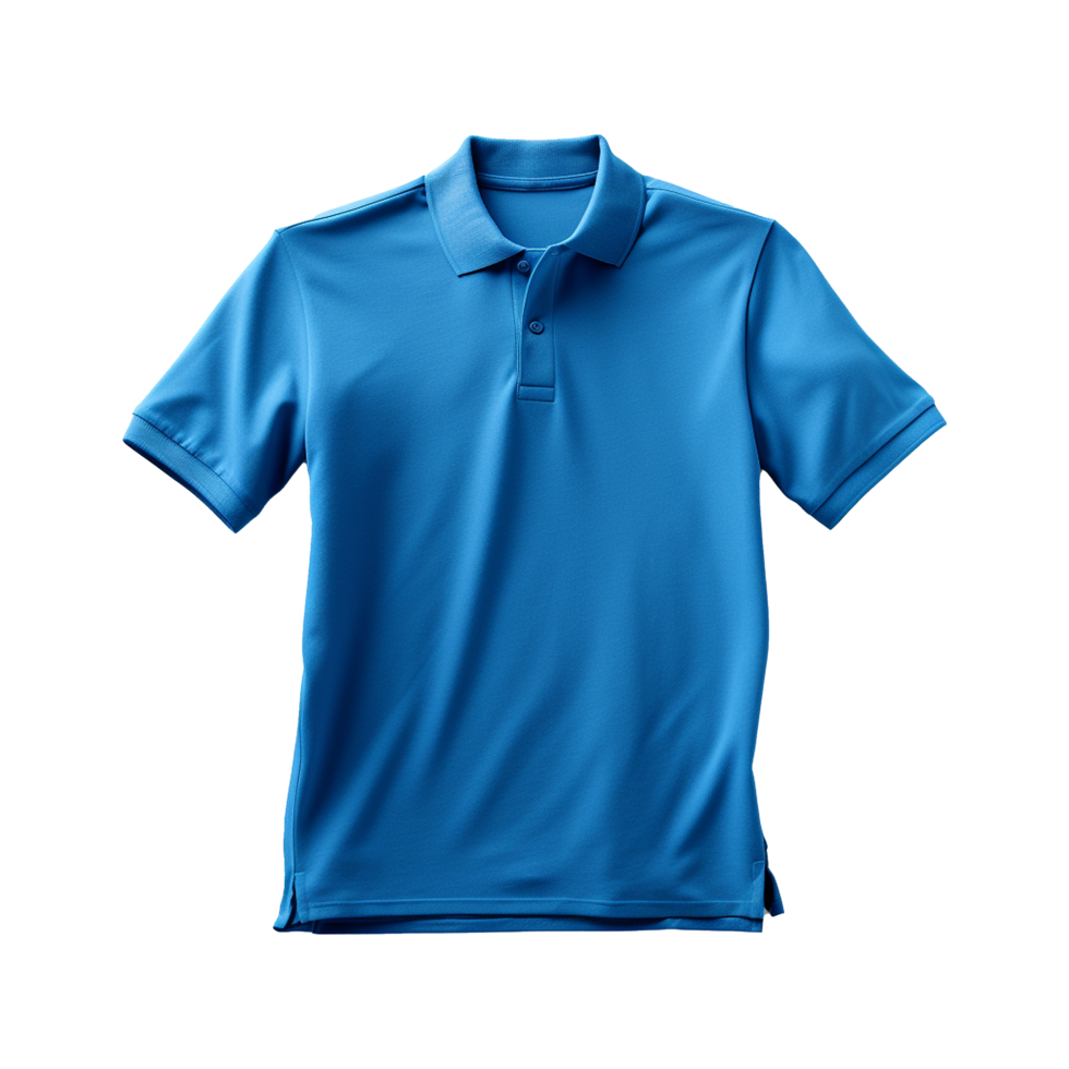 AI generated Short sleeves blue polo t-shirt isolated on transparent background png