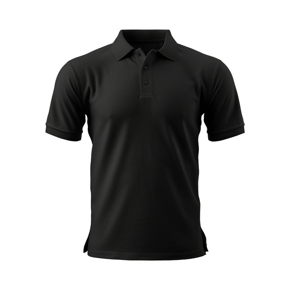 ai generado corto mangas negro polo camiseta aislado en transparente antecedentes png