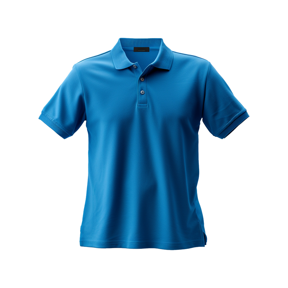 AI generated Short sleeves blue polo t-shirt isolated on transparent background png