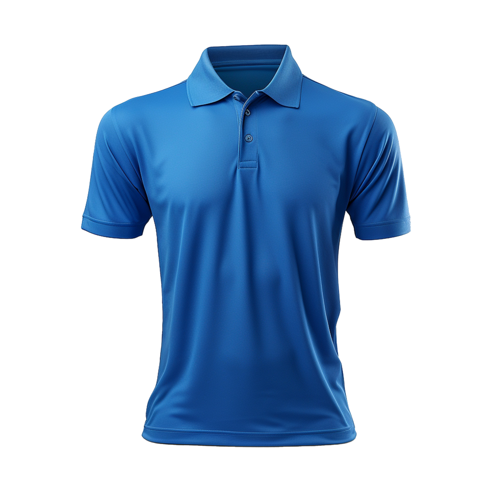 AI generated Short sleeves blue polo t-shirt isolated on transparent background png