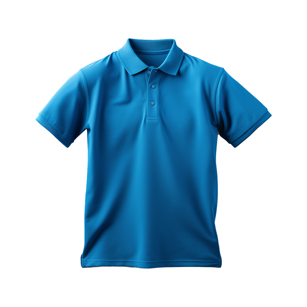 AI generated Short sleeves blue polo t-shirt isolated on transparent background png