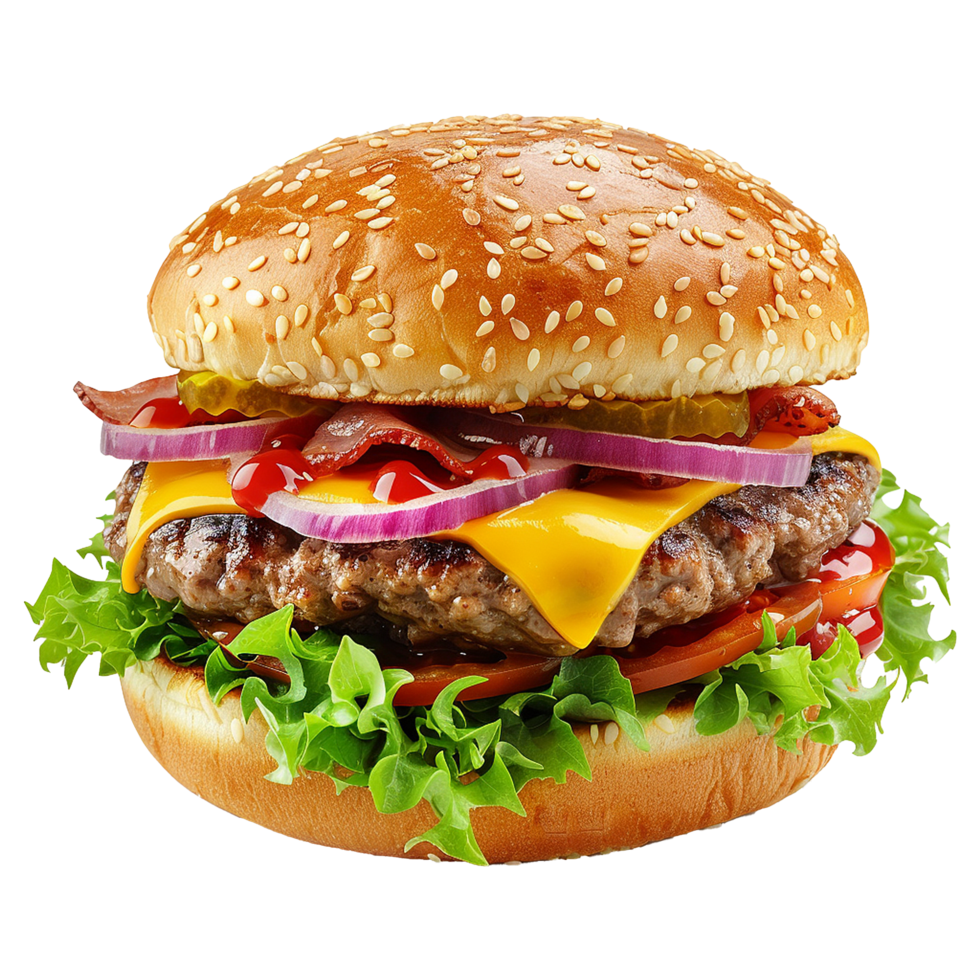 AI generated Fresh burger isolated on transparent background png