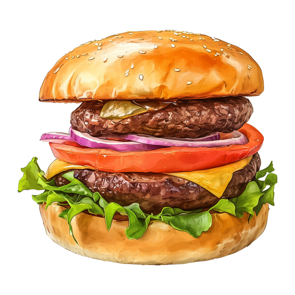 AI generated Fresh burger isolated on transparent background png