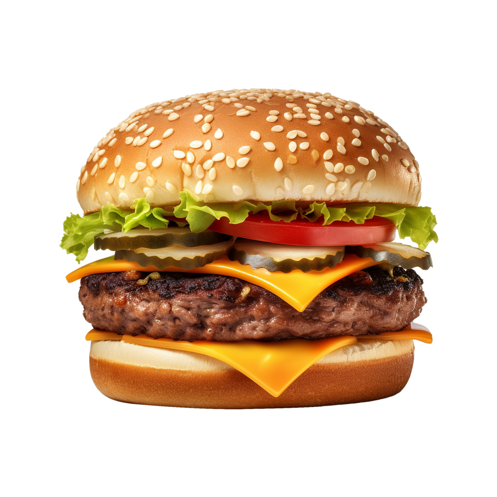 ai gegenereerd vers hamburger geïsoleerd Aan transparant achtergrond PNG