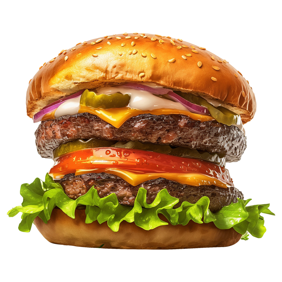 ai generiert frisch Burger isoliert auf transparent Hintergrund png