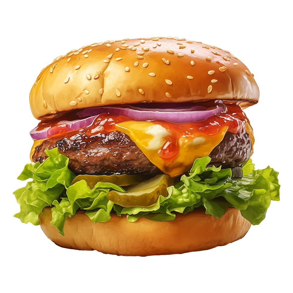 AI generated Fresh burger isolated on transparent background png