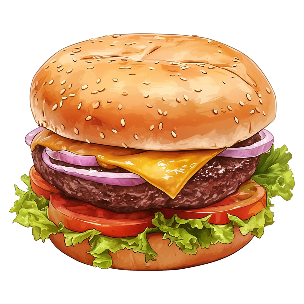 AI generated Fresh burger isolated on transparent background png