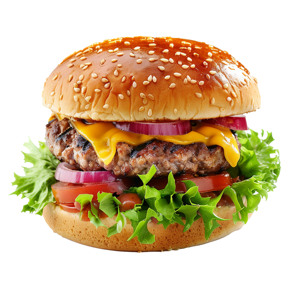 AI generated Fresh burger isolated on transparent background png