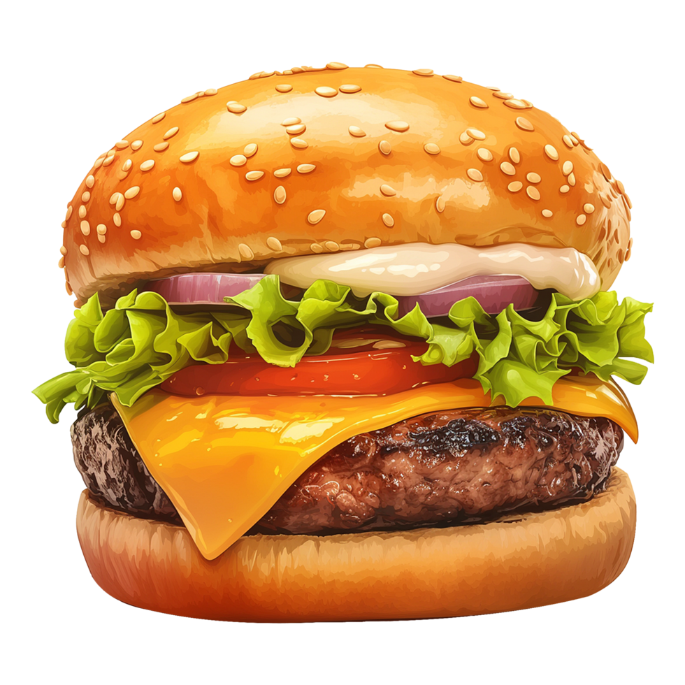 AI generated Fresh burger isolated on transparent background png