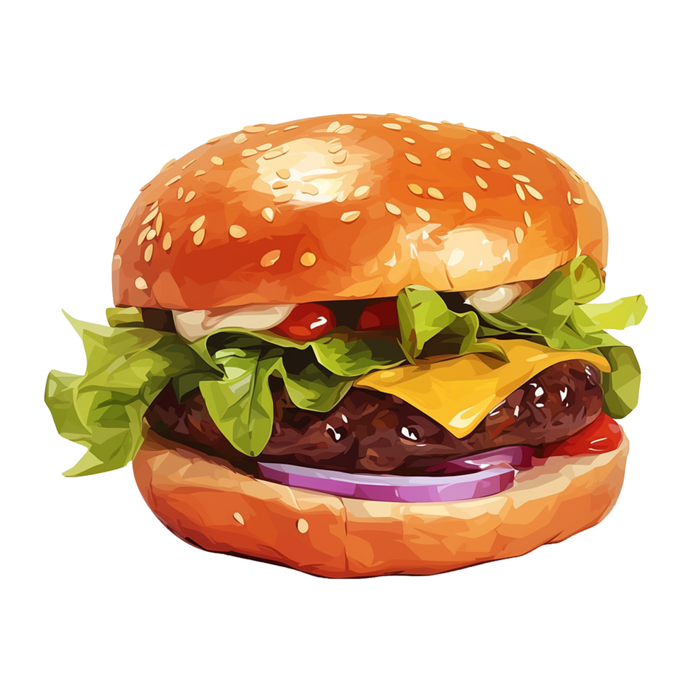 ai generado Fresco hamburguesa aislado en transparente antecedentes png