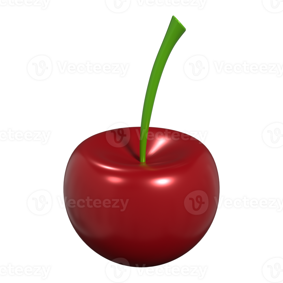 3D rendering of cherry icon. Red cherry fruit. Fruit and healthy food concept. 3D rendering illustration png