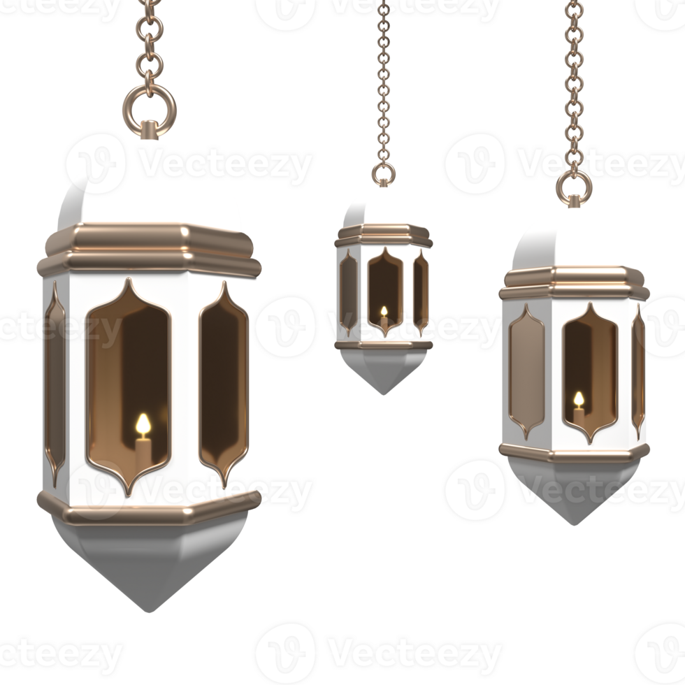 Golden lantern. Arabic lamp. 3D lantern. Decoration for ramadan kareem, eid mubarak, islamic new year. 3D rendering illustration png