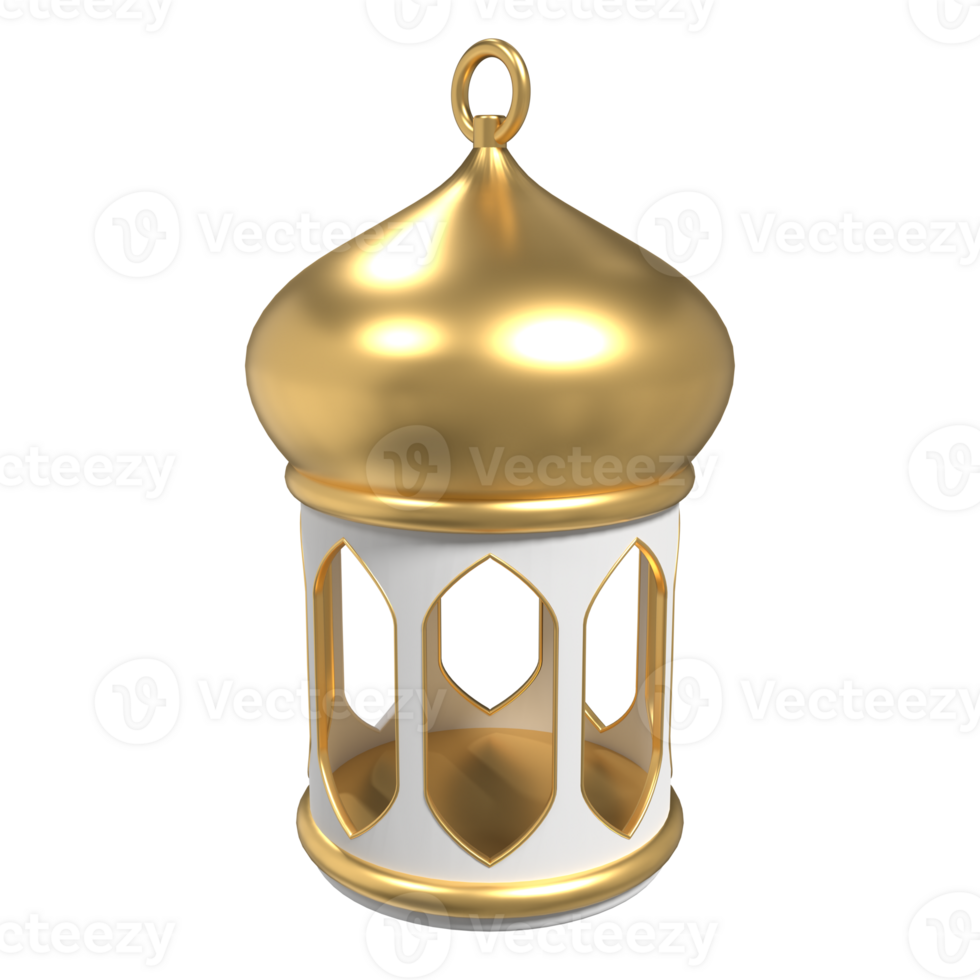 Golden lantern. Arabic lamp. 3D lantern. Decoration for ramadan kareem, eid mubarak, islamic new year. 3D rendering illustration png