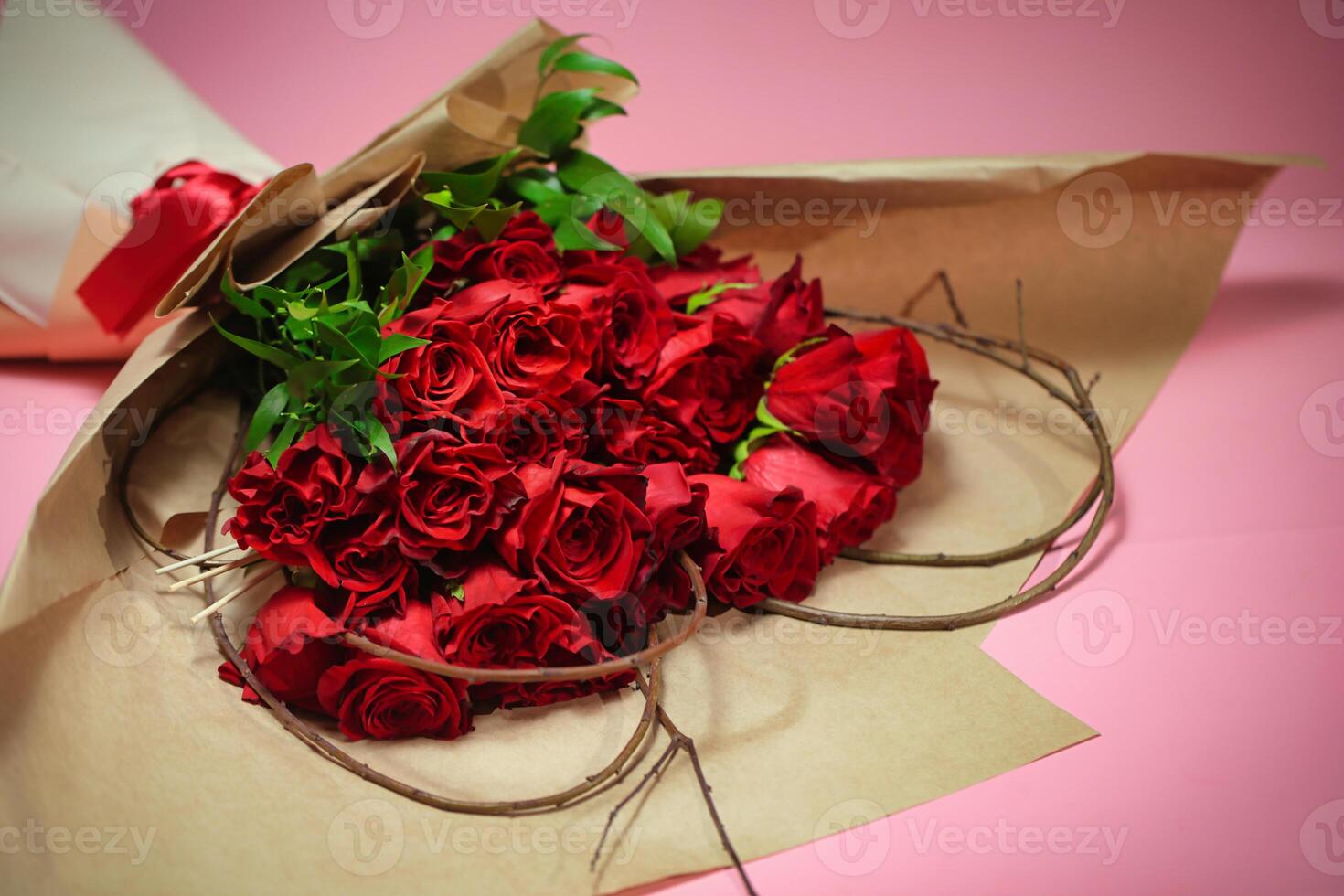 Red Roses Bouquet in Paper Bag photo