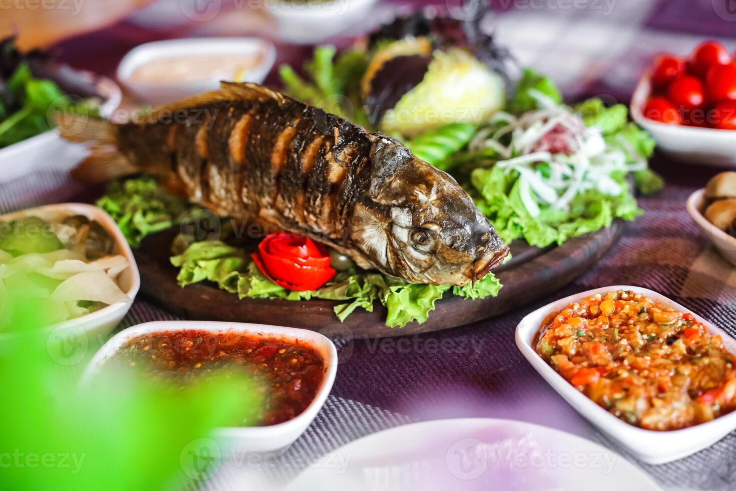 Varied Assortment of Food on a Table photo