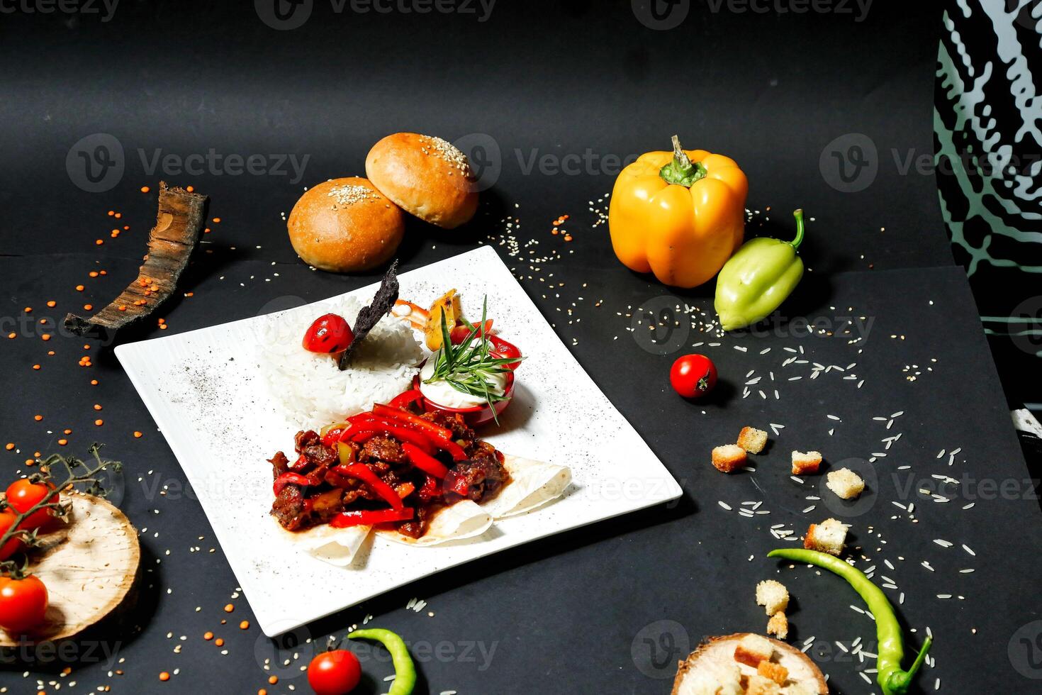 Assorted Food on Black Table photo