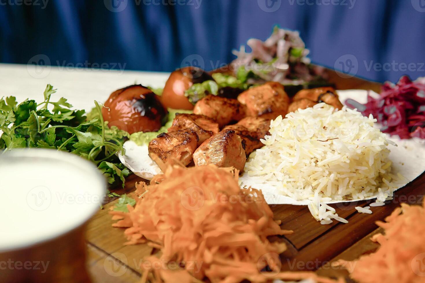 Close-Up of a Gourmet Dish on a Dining Table photo