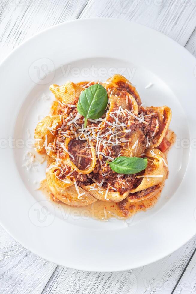 Pasta with Bolognese sauce photo