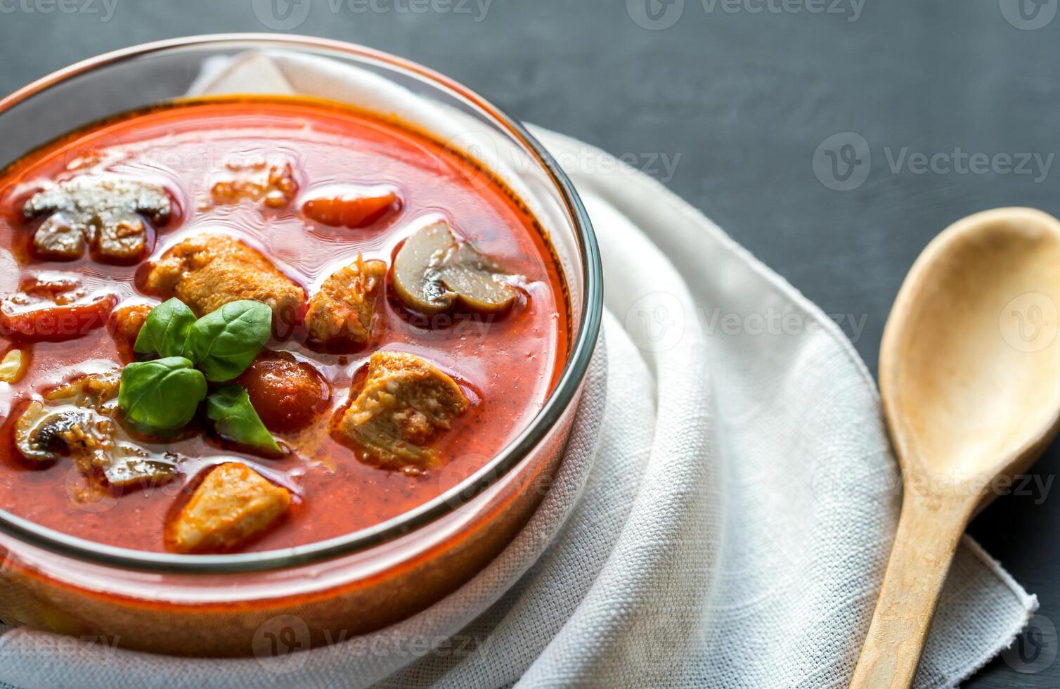 Thai red chicken curry photo