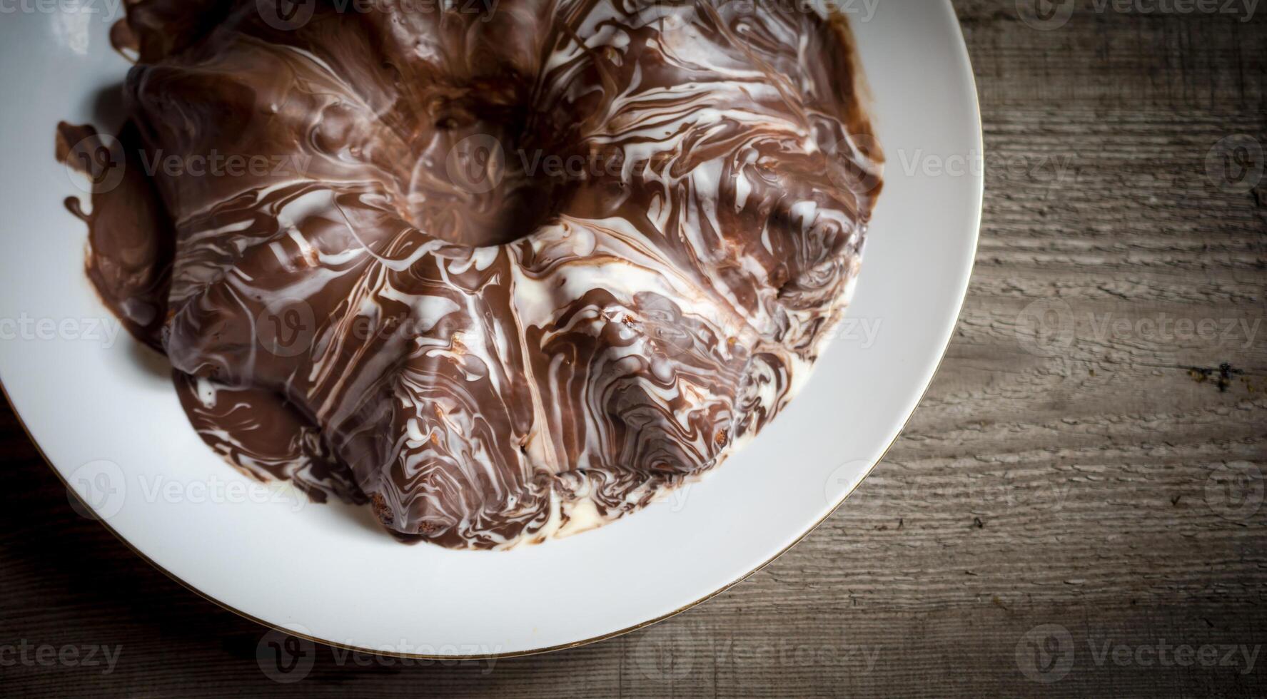 Chocolate cheesecake flat lay photo
