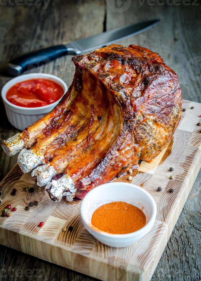 Grilled pork ribs photo