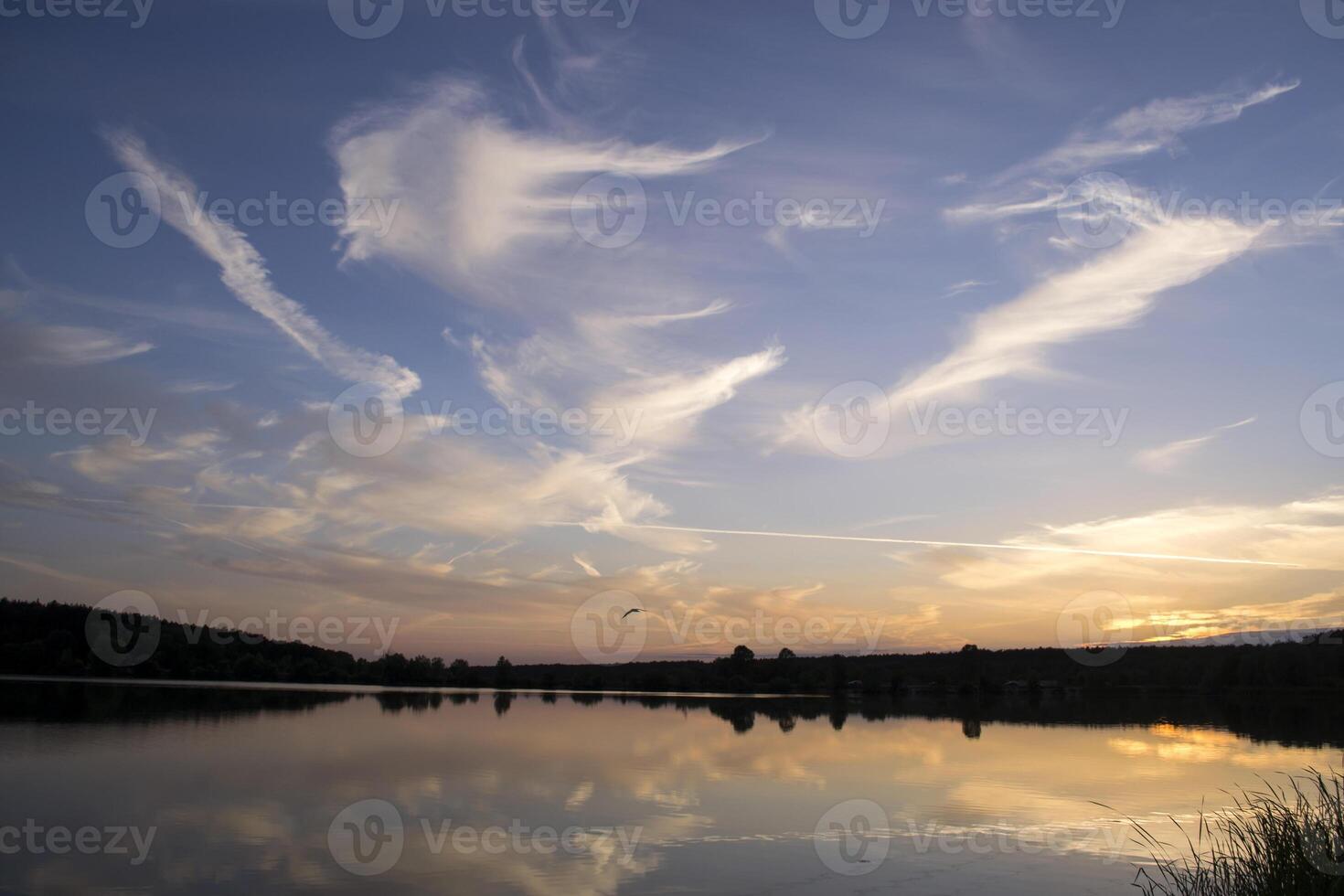 A beautiful sunset at lake. photo