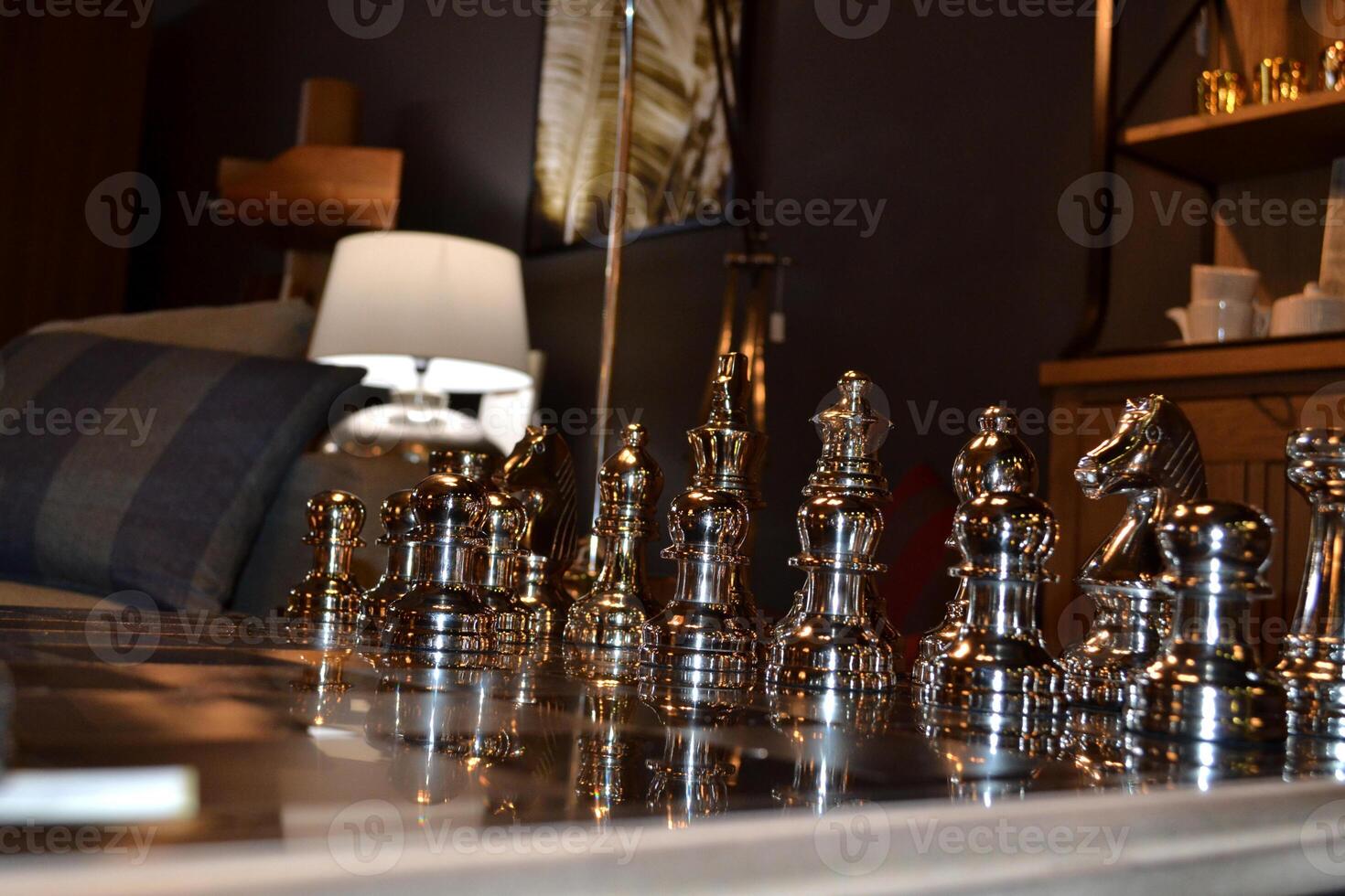 Beautiful chess in a luxury interior. photo