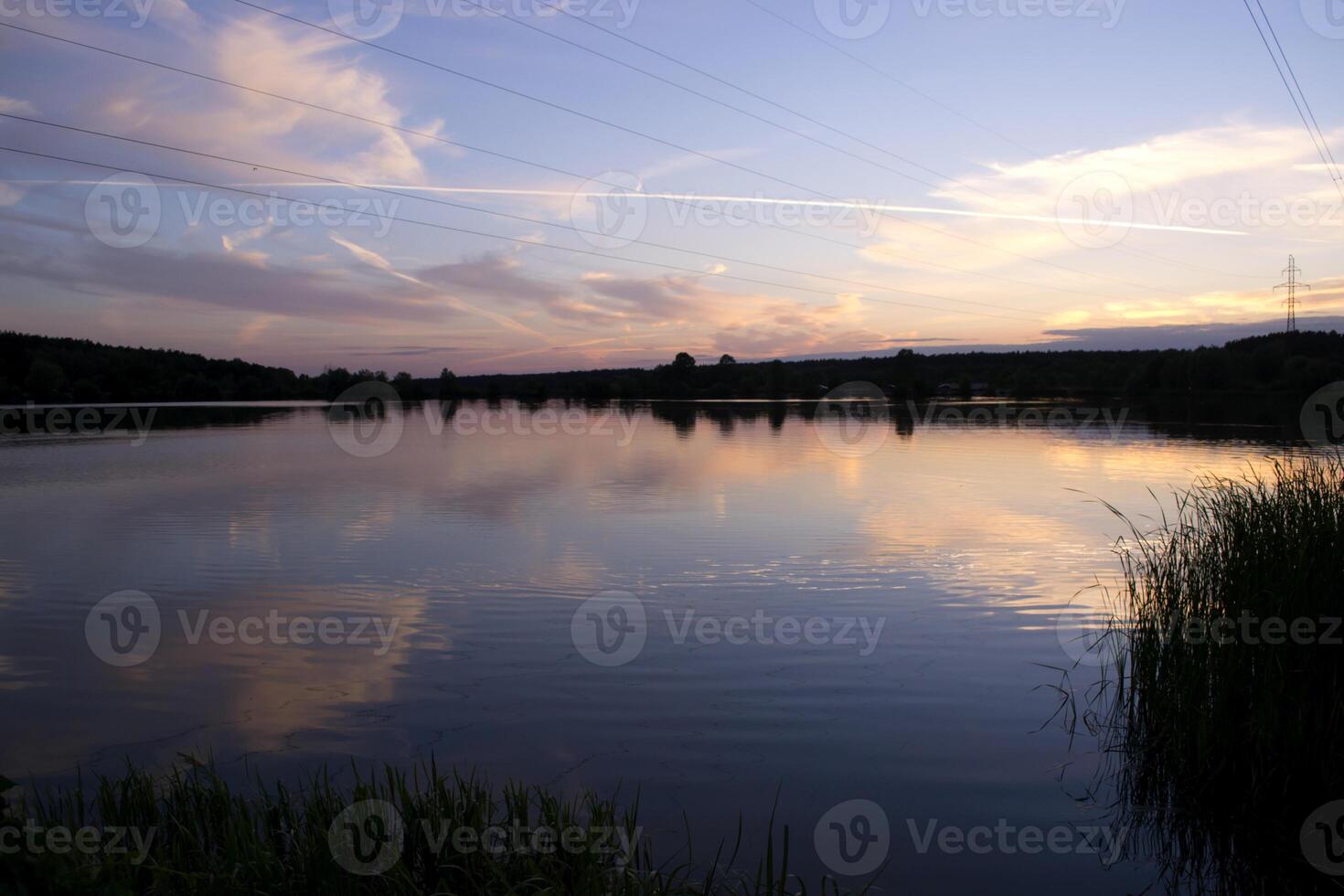 A beautiful sunset at lake. photo