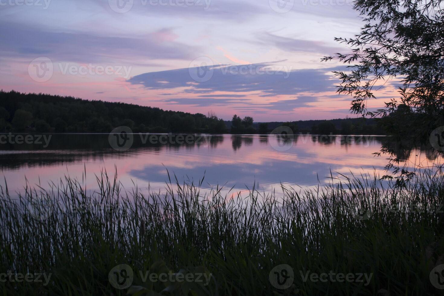 A beautiful sunset at lake. photo