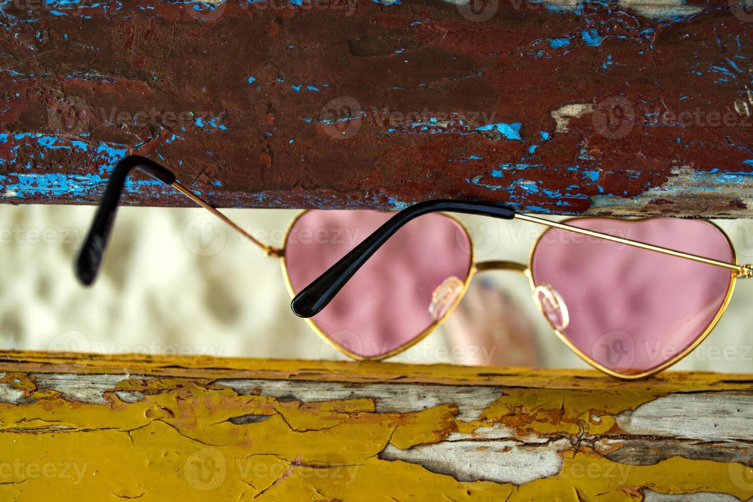 Pink glasses close up. photo