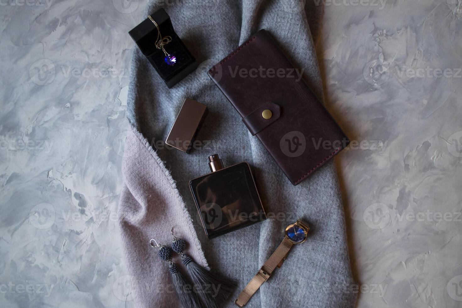 Female accessories flat lay. photo
