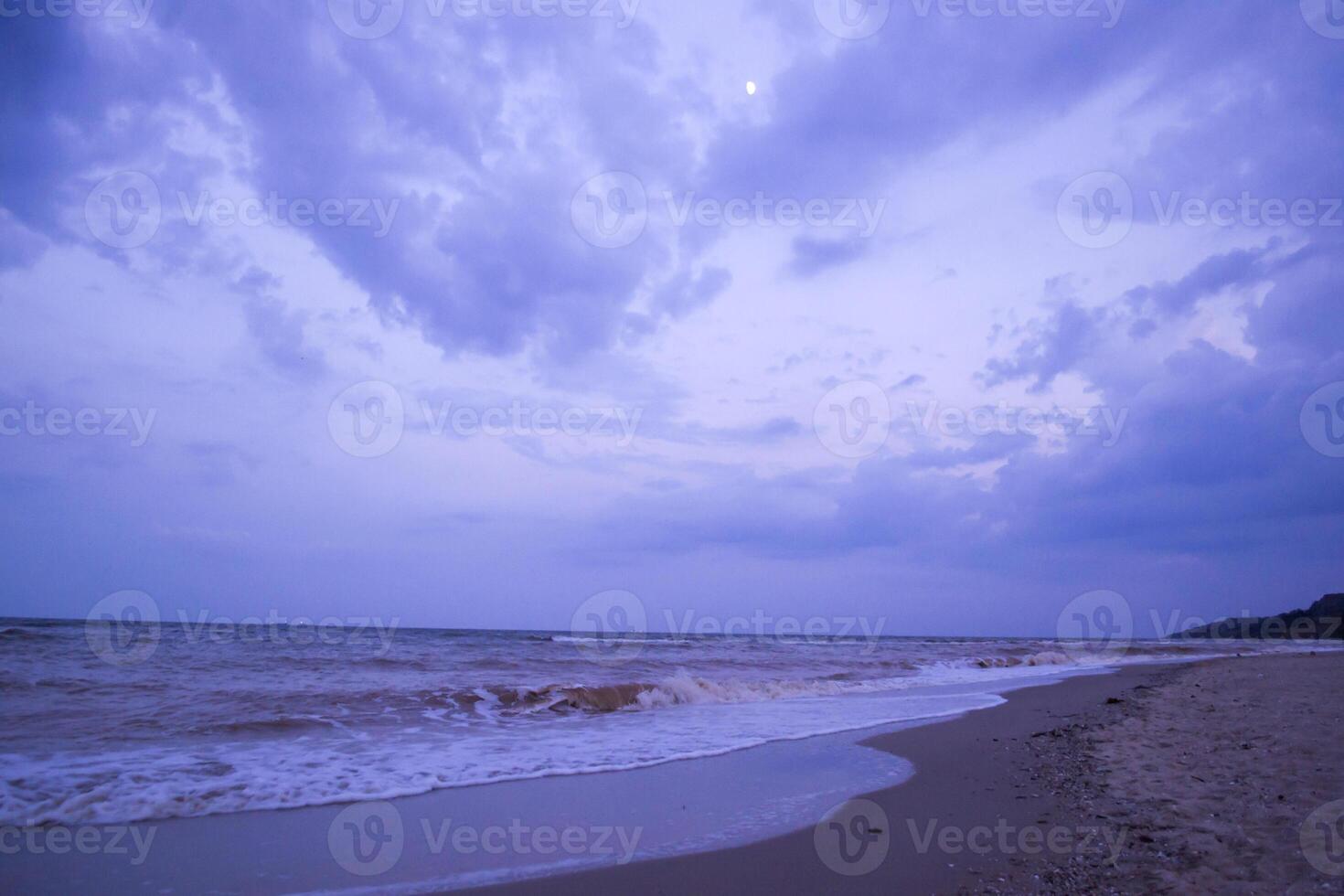 Summer seascape. Nobody at coastline. photo