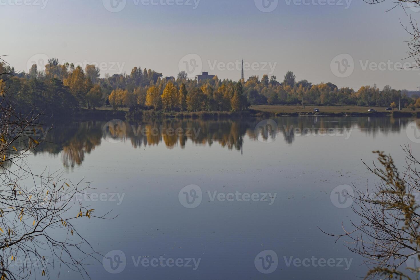 Beautiful autumn landscape at lake. photo