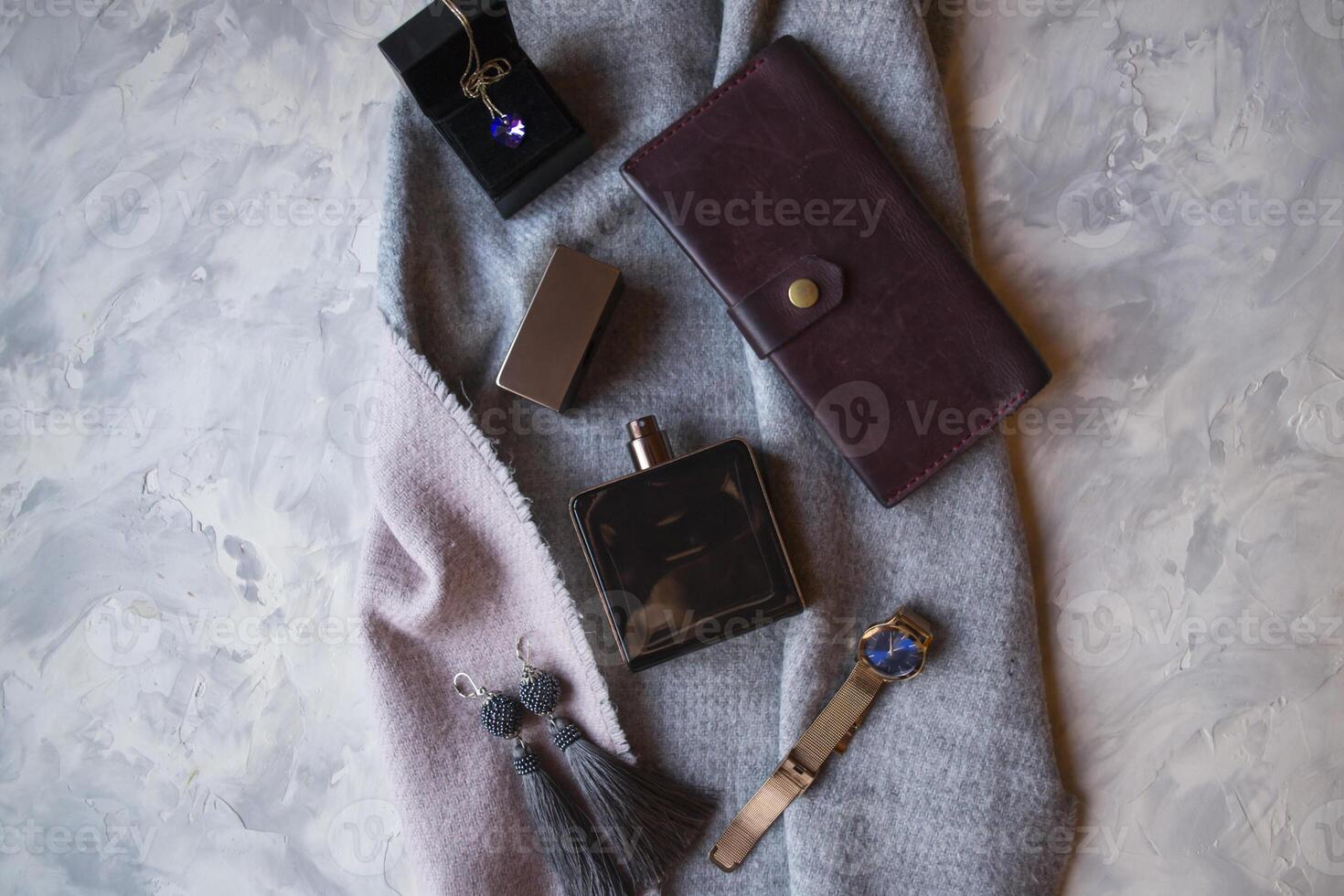 Female accessories flat lay. photo