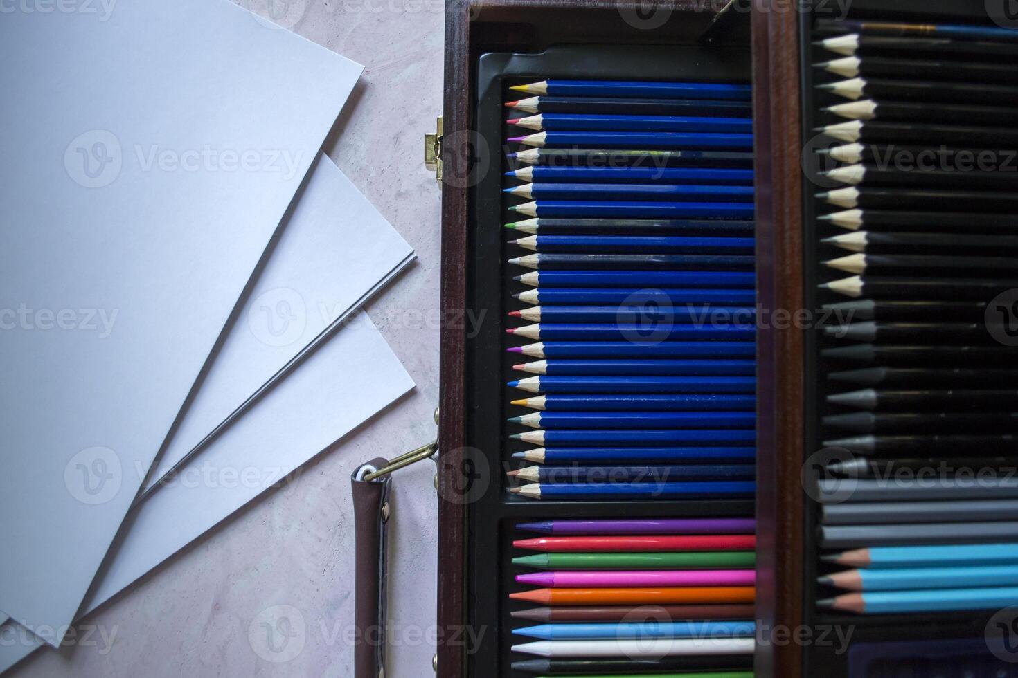 The set of colored pencils close up. photo