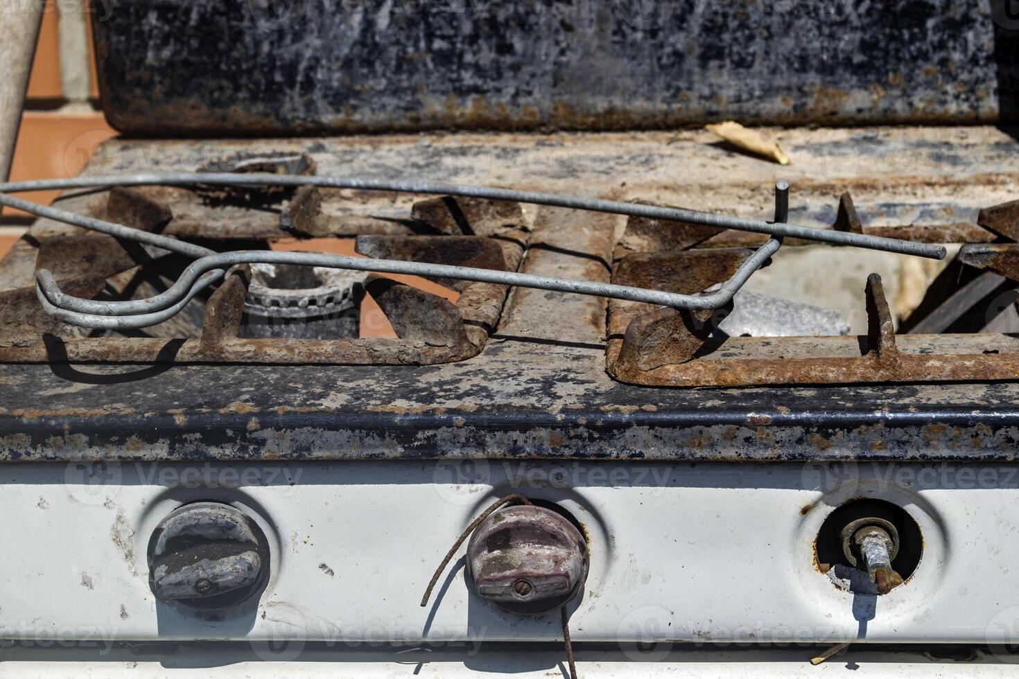 The old gas oven. Close up. photo