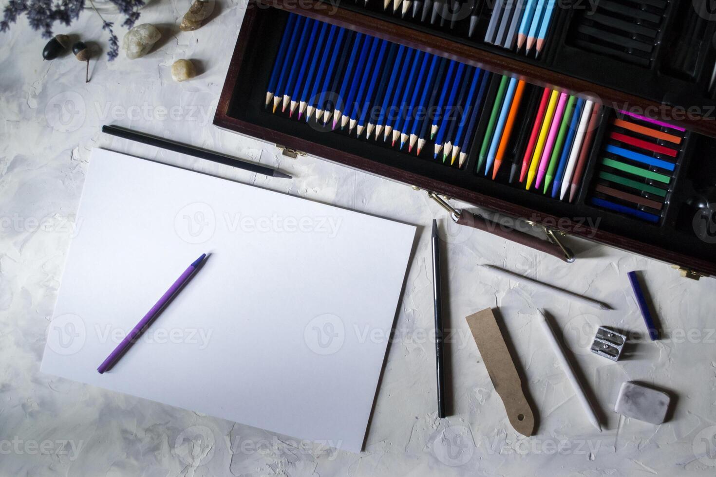 A set of artist's tools, for drawing. photo