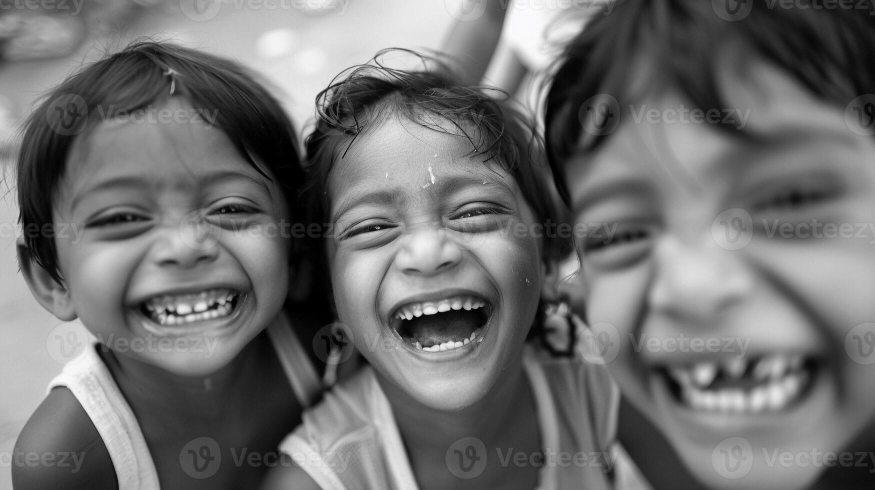 ai generado espontáneo divertido, sincero selfie de el pequeño niño y su amigos en el medio de un improvisado lleno de risas momento, generativo ai foto