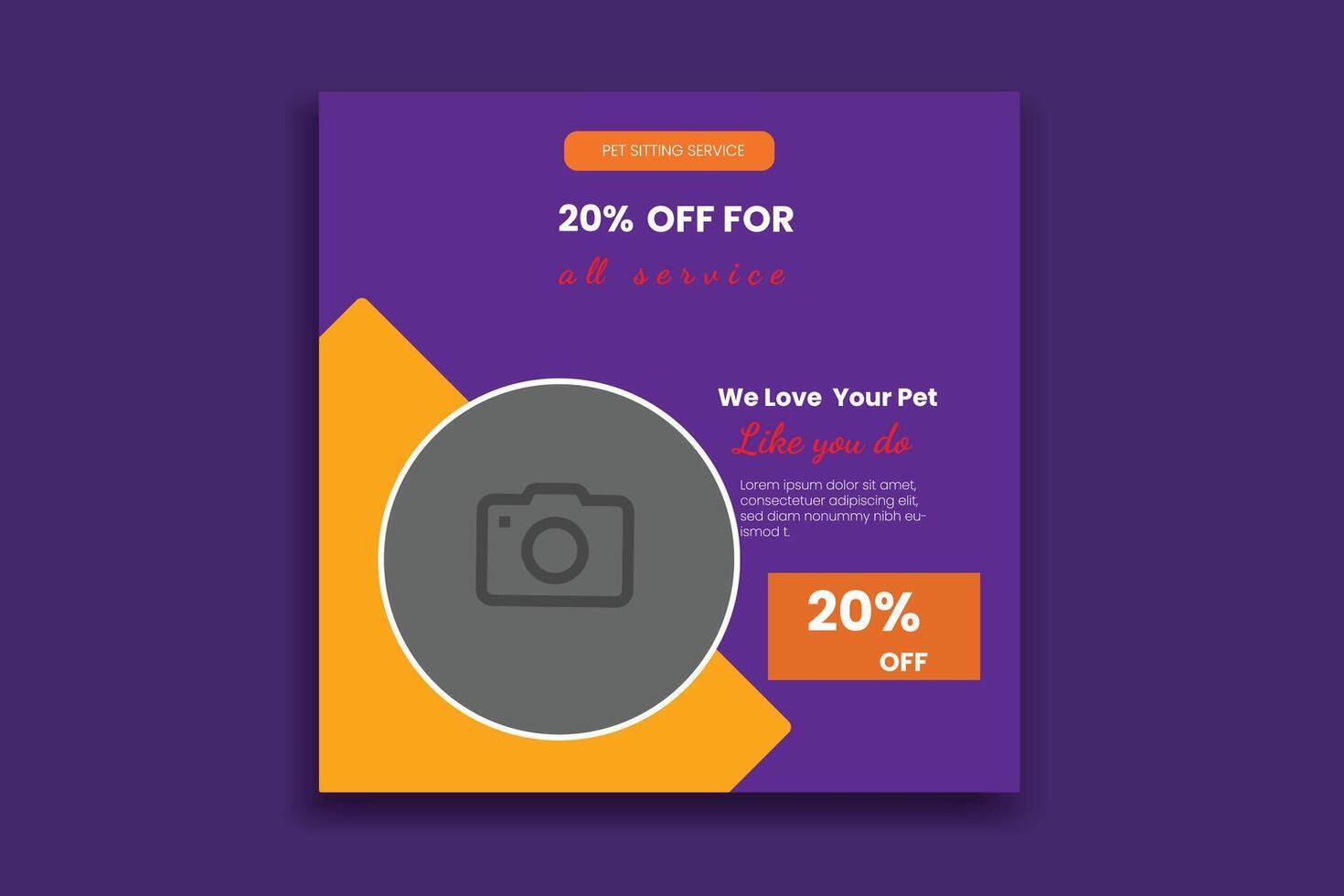 Pet banner design social media post. vector
