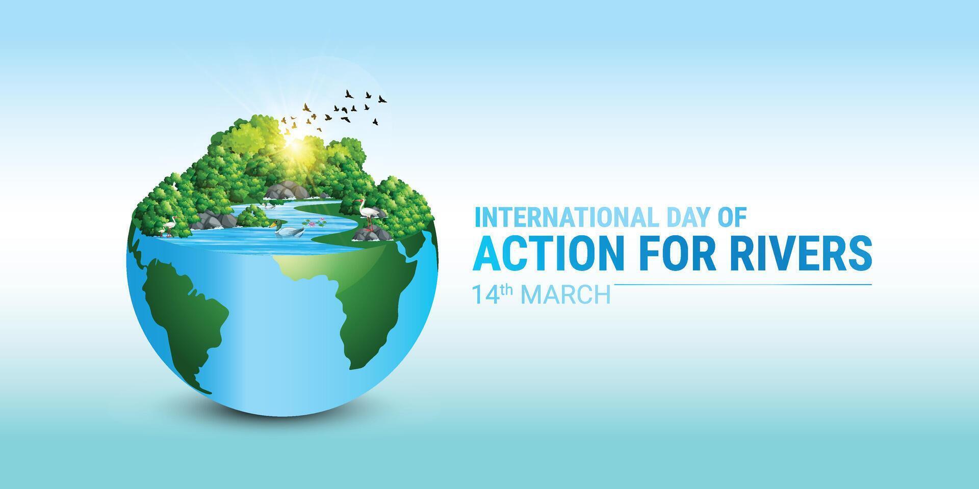 internacional día de acción para ríos mundo ríos día es observado en marzo 14 cada año. río día vector ilustración. mundo agua día.