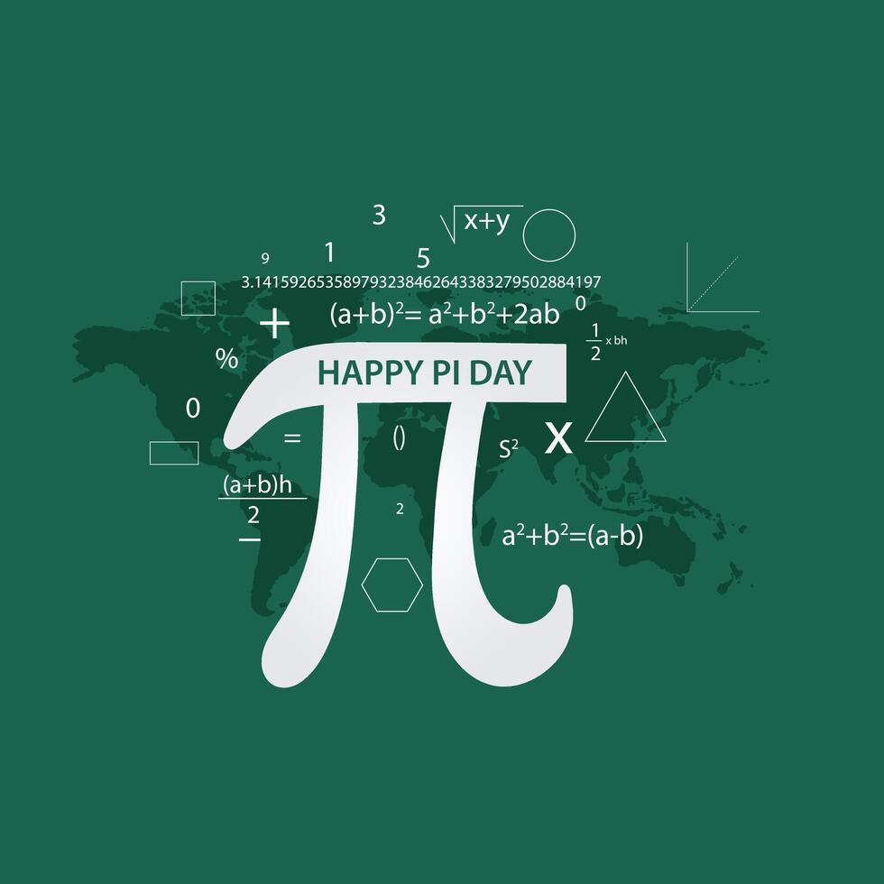 Pi Day, March 14, to celebrate the mathematical constant pi international holiday, Calendar event of March - International Day of the Number of Pi vector