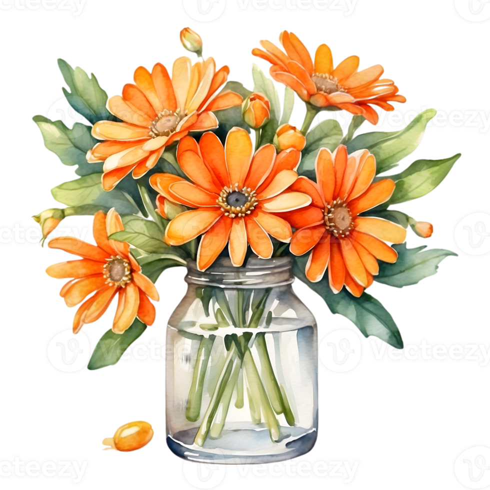 AI generated orange daisy on a png