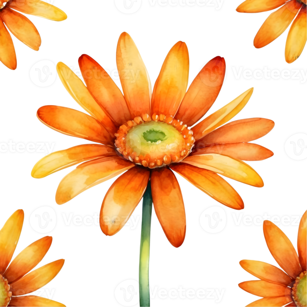 AI generated orange daisy on a seamless repeat pattern png