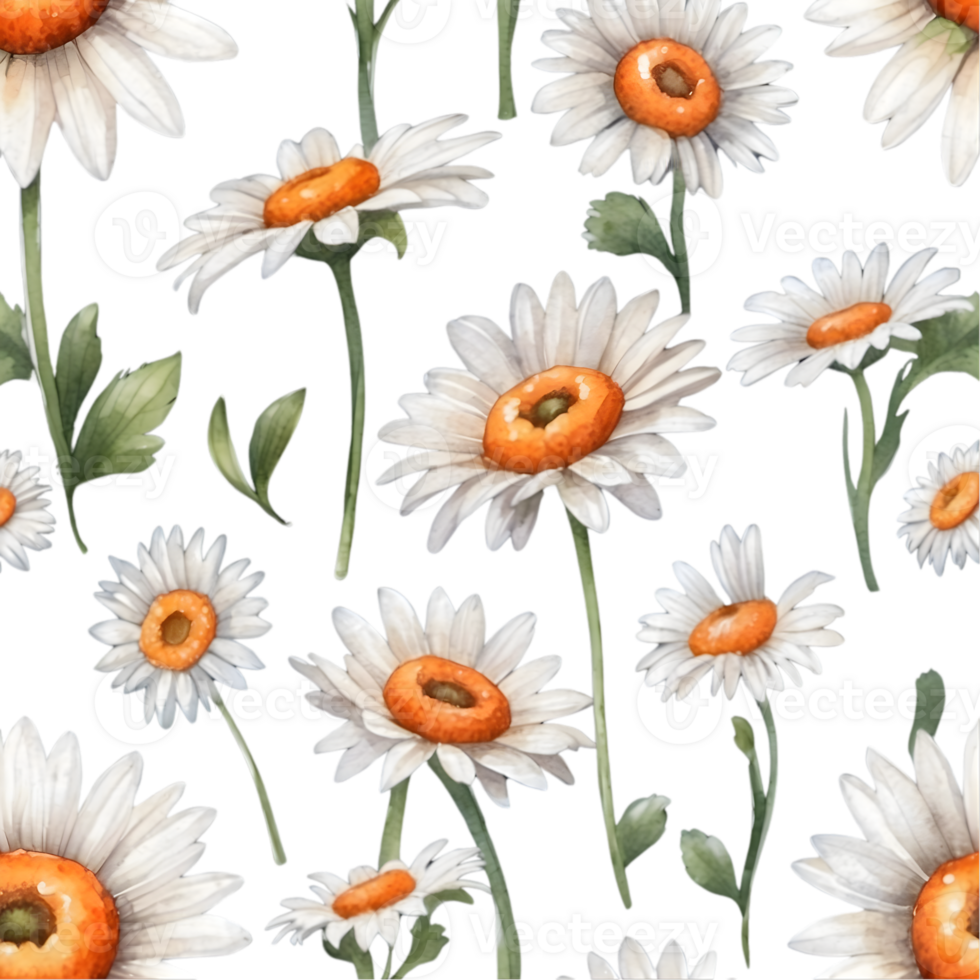 AI generated orange daisy on a seamless repeat pattern png