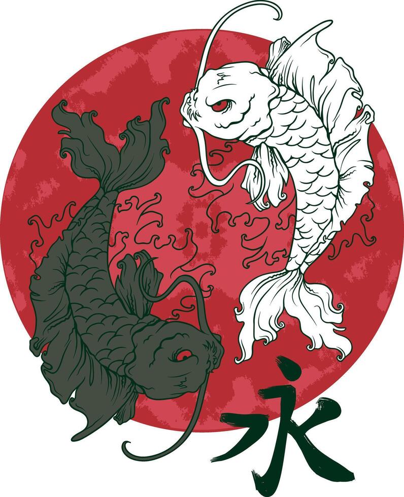 arte de peces koi vector