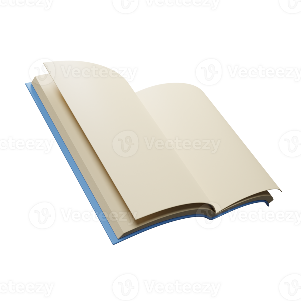 3d render opened book illustration on transparent background png