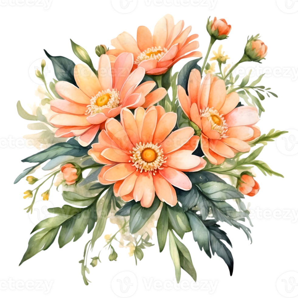 AI generated orange daisy  on a png